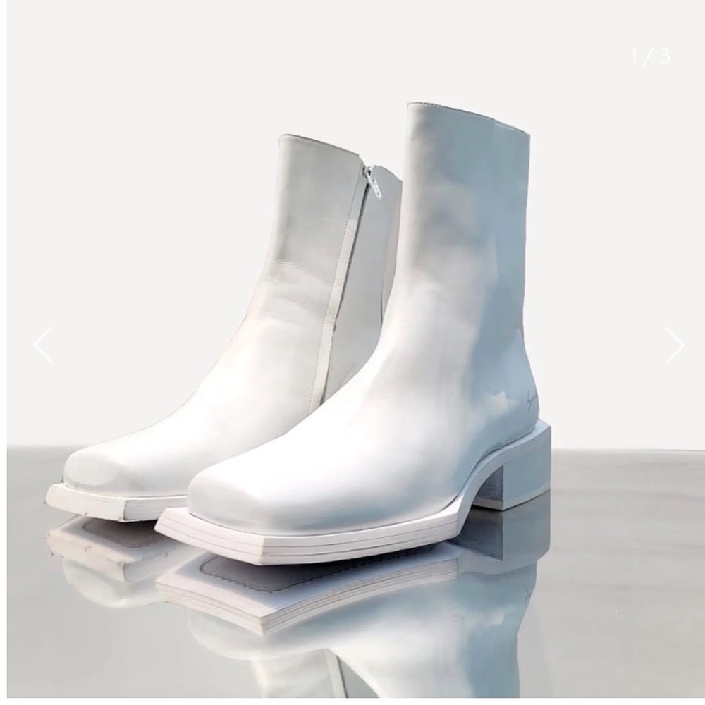 Space Disco Platform Boots White Leather Block Heel Burning Man Festival